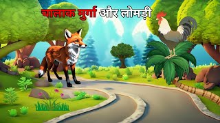 चालाक मुर्गा और लोमड़ी // CUNNING COCK AND FOX // Hindi Cartoon Story, Moral Stories, Kahani.