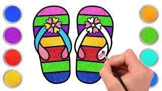 How to Draw Flip Flop Slippers | फ्लिप फ्लॉप चप्पल kaise banate hain | Drawing and Coloring for Kids