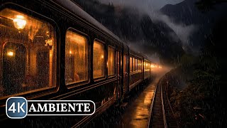 A Rainy Train Ride at Night: Train Sounds With Heavy Rain for Deep Sleep | 4K ambience