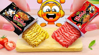 Spicy Noodle Vs Cheese Noodle 🍜 Best Of Food Miniature Buldak Samyang Noodles 💖 Tina Mini Cooking