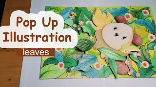 Pop Up Illustration - a guide how to make simple pop up leaves with cute beaver