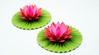 Paper Lotus / Water Lilly - How To Make Lotus With Paper - Paper Craft - DIY