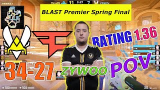 ZYWOO 34Kills Rating1.36 | Highlight | CSGO POV | BLAST Premier Spring Final 2023