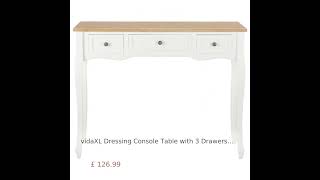 vidaXL Dressing Console Table with 3 Drawers White