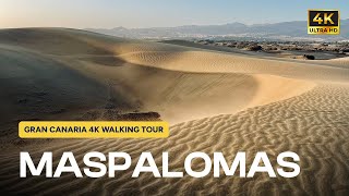 Maspalomas Walking Tour 4K | Gran Canaria’s Coastal Paradise, Lighthouse \u0026 Dunes | Spain City Walk