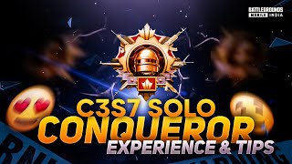 C3S7 SOLO CONQUEROR MY EXPERIENCE \u0026 TIPS MALAYALAM PUBG MOBILE IN BGIM.......💙⚡