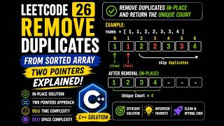 LeetCode 26: Remove Duplicates from Sorted Array | Two Pointers Explained | Optimal C++ Solution
