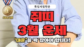 [2025년 쥐띠 3월 운세] ‘대운’을 꽉 잡아야 합니다! 금전운ㅣ애정운ㅣ건강운