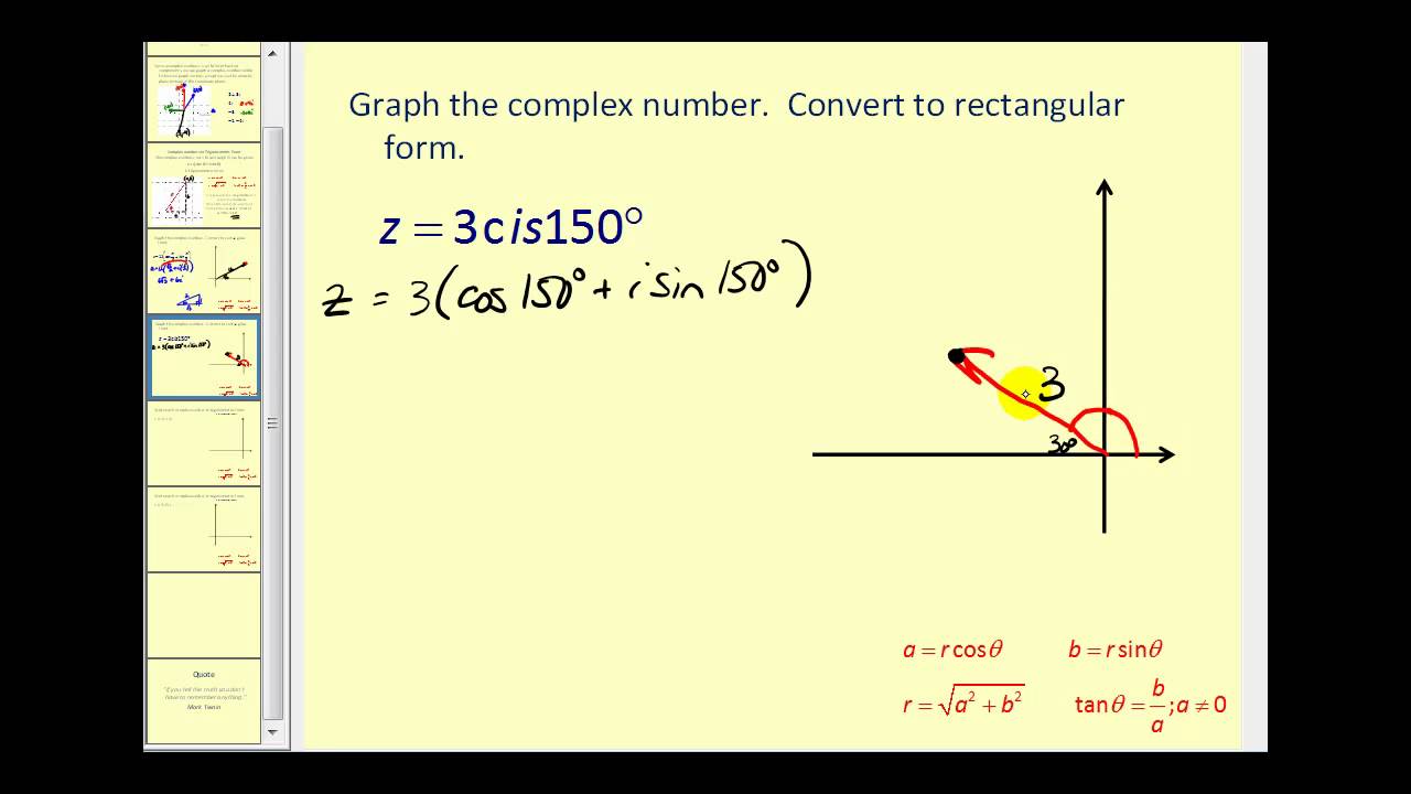 Complex Numbers In Trigonometric Form - YouTube