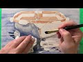 painting water in watercolor. watercolor boat