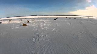 Temiskaming Shores ice hut flyover winter 2015