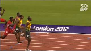 Yohan Blake vs Justin gatlin.Usain Bolt block starting slow motion Olympic world record.world record