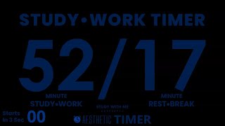 DARK Blue Mode 52 Minute Study Timer, 52/17 Timer, Gentle Alarm No Music | AESTHETIC TIMER