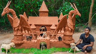 Build Castle Dog House For My Newborn Puppies And Upgrading Decoration