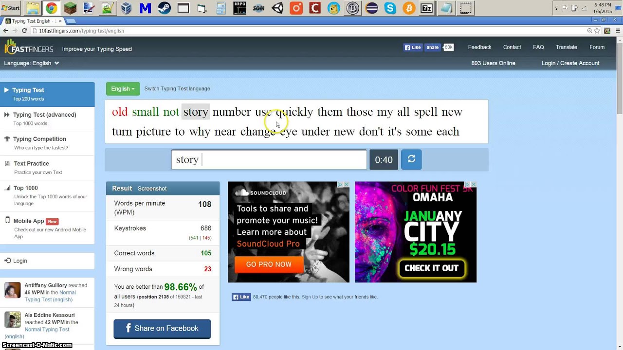 Typing Test 1 105 Wpm Youtube
