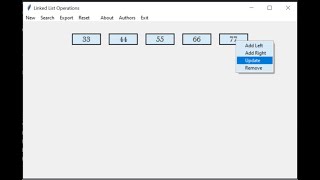 A Basic Linked List Data Structure Project Using Python Tkinter GUI.