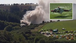 Stonehaven trail derailment: Footage of scene in Scotland