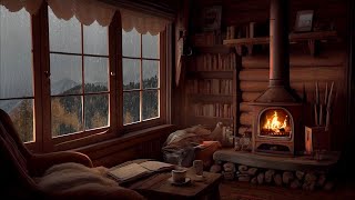 Rain Sounds and Thunder in Cozy Cottage Ambience with Crackling Fireplace Sounds