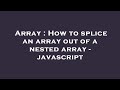 Array : How to splice an array out of a nested array - javascript