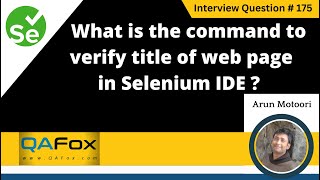 What is the command to verify title of a webpage in Selenium IDE (Selenium Interview Question #175)