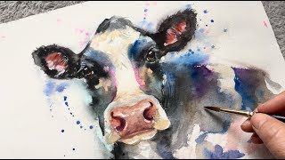 COW PAINTING / FREEHAND Watercolor Process Tutorial
