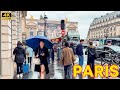 Paris, France 🇫🇷 - Paris Walk 4K 👜 Fashion Week Rainy Day Mood! With Captions!