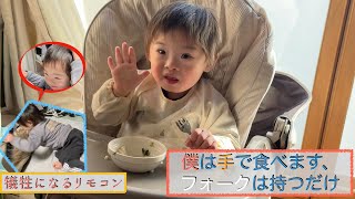 ``2 years and 2 months old'' Eating udon noodles and finishing the New Year...