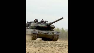 German tanks "Leopard 2A6" somewhere on a training ground in Ukraine