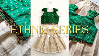 PATTUPAVADAI 💫 Ruffled Shoulder Top and Box Pleated Skirt For 1-2 yr old kids 💫