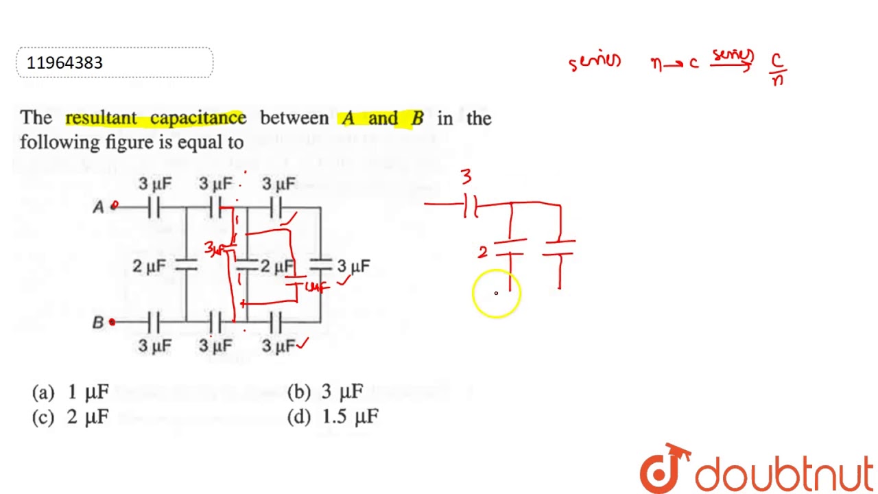 The Resultant Capacitance Between `A` And `B` In The Following Figure ...