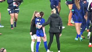 Rose Lavelle Hugging and Chatting with Ex Manchester City Teammates