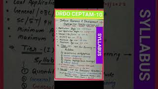 DRDO CEPTAM 10  Syllabus  Tier 1 and Tier 2 Most important