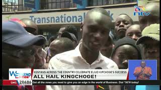 Kenyans across the country celebrate Eliud Kipchoge's victory