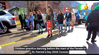 Children practice dancing before parade St Patrick's Day 2024 Toronto #vlog #toronto #stpatricksday