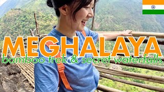 Korean Exploring North East India 🇮🇳 | Bamboo Trek & Secret Waterfalls in Meghalaya