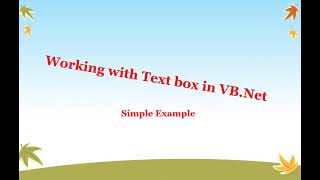 Textbox Control in VB.Net - Explains with Simple Example (Day-02) in English/Sinhala