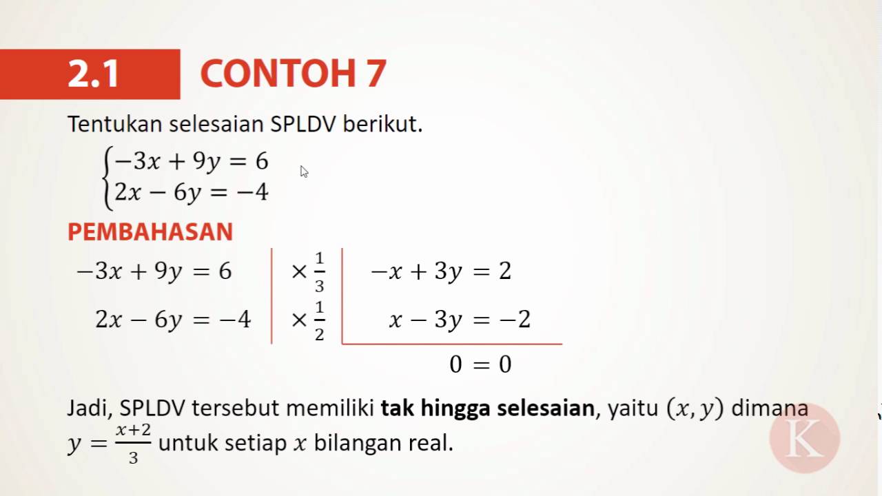 Contoh Soal Sistem Persamaan Linear Dua Variabel