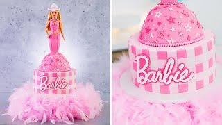 HI BARBIE!! Barbie: The Movie CAKE + Fluffy DIY Cake Stand (Super Easy)