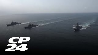 U.S., South Korea and Japan hold joint naval drills