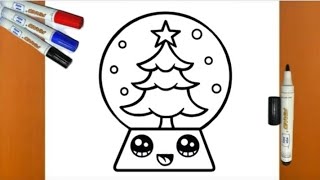 HOW TO DRAW A CUTE CHRISTMAS SNOW GLOBE | AP SKETCHING