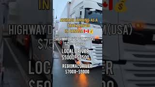 Average monthly earning as a truck driver in CANADA🇨🇦💰