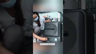 Beautiful Lady Charging Her Phone with Airwheel SE3Mini-T Smart Suitcase | Emergency Charging!