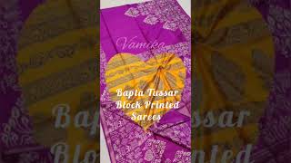 Bapta Tussar Block Printed Sarees @vamika900 #shorts #shortvideo #viral #sareeonline