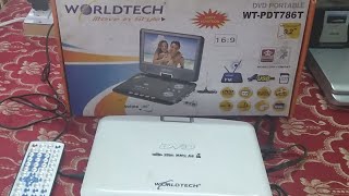 WorldTech DVD Portable (WT-PDT786T)  with 9 Inch : Display Feature and Review (Hindi) (Live Video)