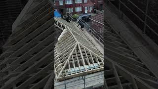 Roof framing #construction #timberframe #hippedroof #carpentry #framer #diy #joinery #roofing