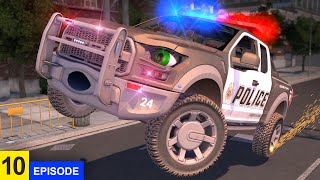 Police car catches the thief who wants to steal super headlights! Full episodes