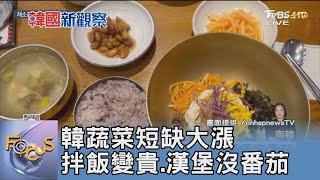 韓蔬菜短缺大漲 拌飯變貴.漢堡沒番茄｜FOCUS午間新聞 20241028@TVBSNEWS01