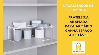 Prateleira Aramada para Armário Ganha Espaço Ajustável | Organizador de Cozinha