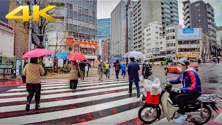 【4K/60fps】Tokyo Japan - Rainy Day Relaxing Walk ☔️