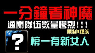 一分鐘看神魔！榜一是新女人！通關隊伍慘烈，因為只有 3 族能打！（神魔之塔）里昂夢魘級 解讀元素的才華